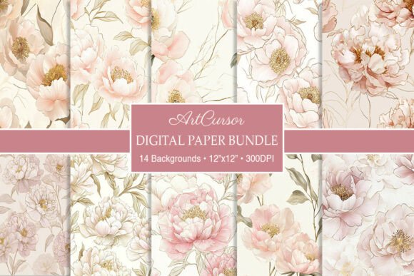 Download Luxury Cream Pink Peonies Digital Paper - Luxury Collection