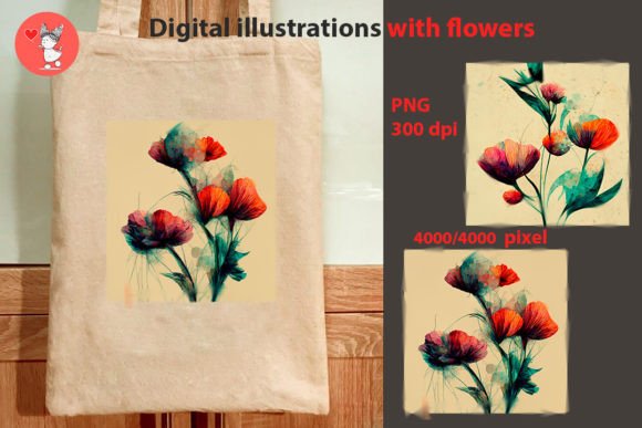 Download Digital Illustrations with Flowers - Digital illustrations Collection