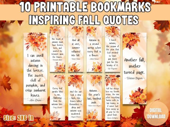 Download Inspiring Fall Quotes Bookmark Set - Premium Bundle