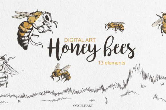 Download Digital Illustrations of Bees - Digital illustrations Collection