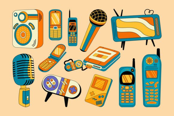 Download Electronic Devices Collection Pop Retro - Premium Resources