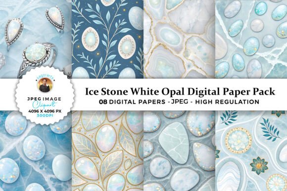 Download Ice Stone White Opal Digital Paper Pack - Opal digital paper Collection